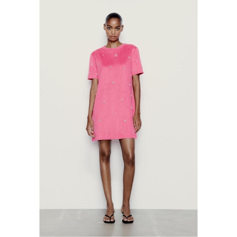 ZARA ~FAUX SUEDE JEWEL DRESS (NWT) - Picture 7 of 10